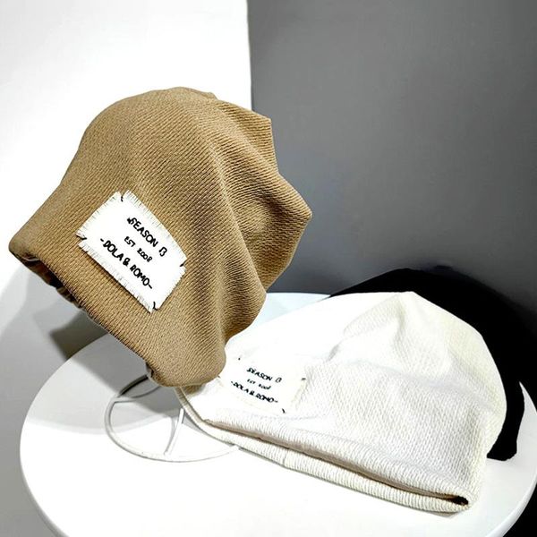 beanies eavesless pee hat female summer japanese cold black baotou cap thin knit big head men's fall hats for women 2021