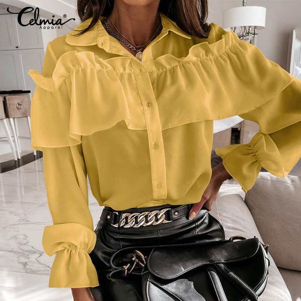 blouses celmia casual office shirts women 2021 fashion ruffled stitching long sleeve blusas elegant lapel buttons solid plus size, White
blouses celmia casual office shirts women 2021 fashion ruffled stitching long sleeve blusas elegant lapel buttons solid plus size, White