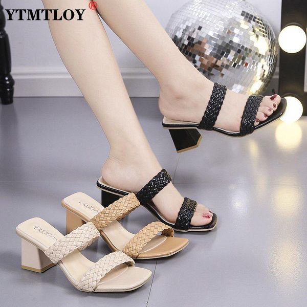 slippers square high heels summer women toe sandals ladies pu leather plaid outside female fashion woman shoes mules, Black
slippers square high heels summer women toe sandals ladies pu leather plaid outside female fashion woman shoes mules, Black