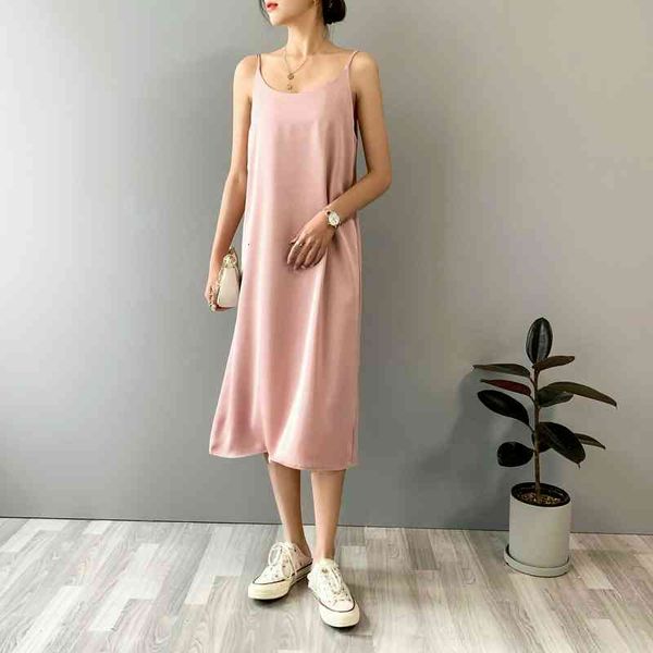 casual dresses vintage spring sleeveless female 2021 long satin spaghetti of woman, Black;gray
casual dresses vintage spring sleeveless female 2021 long satin spaghetti of woman, Black;gray