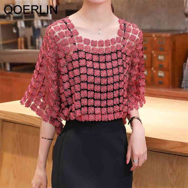 2 pieces embroidered chiffon shirt summer suspender two piece lace hollow mesh temperament pullover blouse 210601, White
2 pieces embroidered chiffon shirt summer suspender two piece lace hollow mesh temperament pullover blouse 210601, White