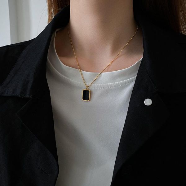 pendant necklaces minar minimalist black color rectangle coin necklace for women titanium steel gold chains choker accessories, Silver
pendant necklaces minar minimalist black color rectangle coin necklace for women titanium steel gold chains choker accessories, Silver