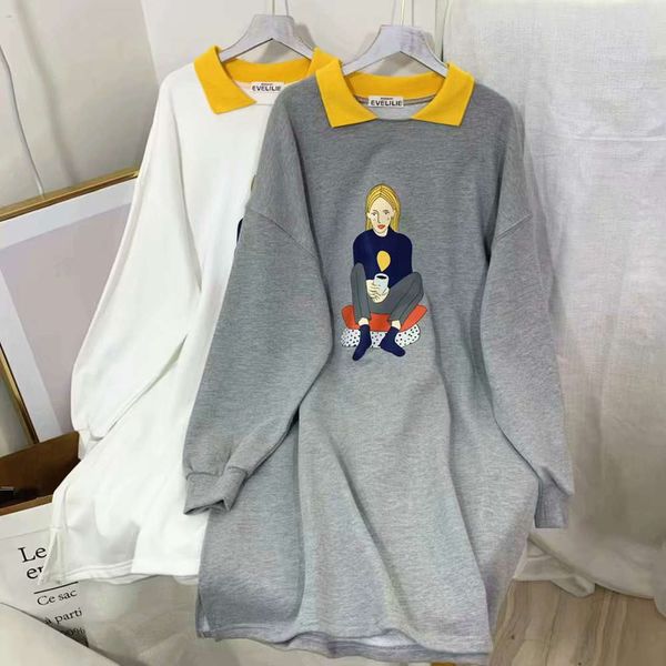 ann may autumn sweater women's korean version loose middle and long polo collar girls' terry cotton t-shirt, Black
ann may autumn sweater women's korean version loose middle and long polo collar girls' terry cotton t-shirt, Black