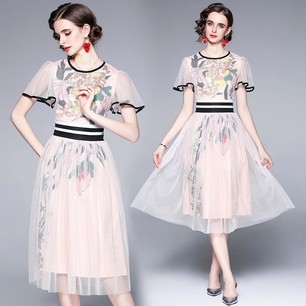 casual dresses simgent summer pink fairy dress women elegant lotus leaf sleeve printed patchwork dot mesh party robe femme sg15104, Black;gray
casual dresses simgent summer pink fairy dress women elegant lotus leaf sleeve printed patchwork dot mesh party robe femme sg15104, Black;gray