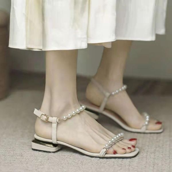 sandals one word strap women temperament roman shoes thick heel pearl low women's, Black
sandals one word strap women temperament roman shoes thick heel pearl low women's, Black