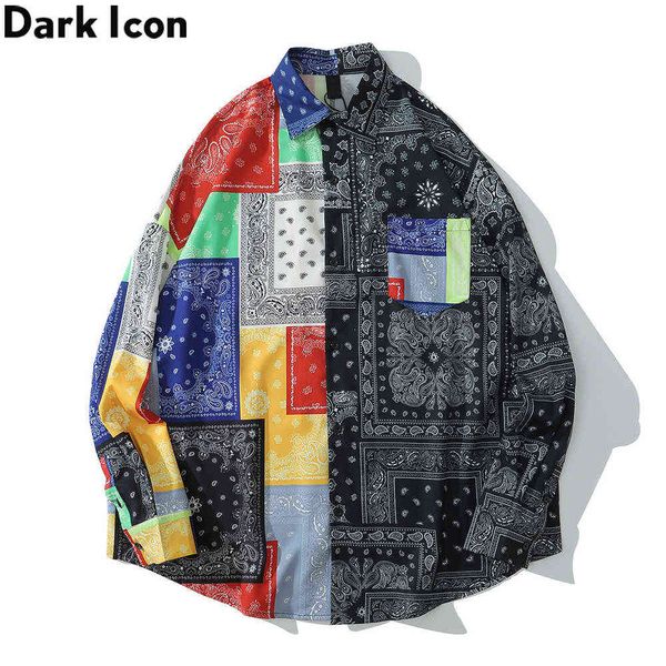 bandana patchwork street fashion shirts men long sleeve oversized men's shirts couple clothing 210603, White;black
bandana patchwork street fashion shirts men long sleeve oversized men's shirts couple clothing 210603, White;black