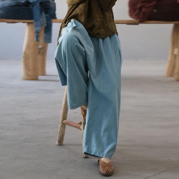 women's pants & capris johnature women linen wide leg 2021 autumn elastic waist clothing loose vintage blue trouser, Black;white
women's pants & capris johnature women linen wide leg 2021 autumn elastic waist clothing loose vintage blue trouser, Black;white