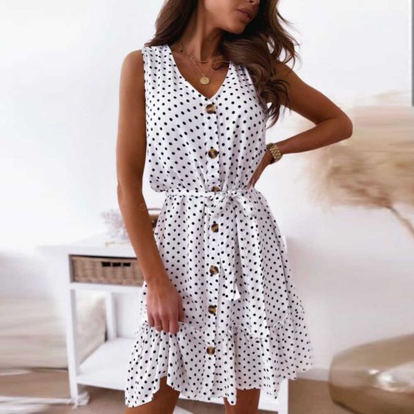 women dress polka dot print boho ruffle mini summer v-neck sleeveless button lace up holiday party vestidos 210526, Black;gray
women dress polka dot print boho ruffle mini summer v-neck sleeveless button lace up holiday party vestidos 210526, Black;gray