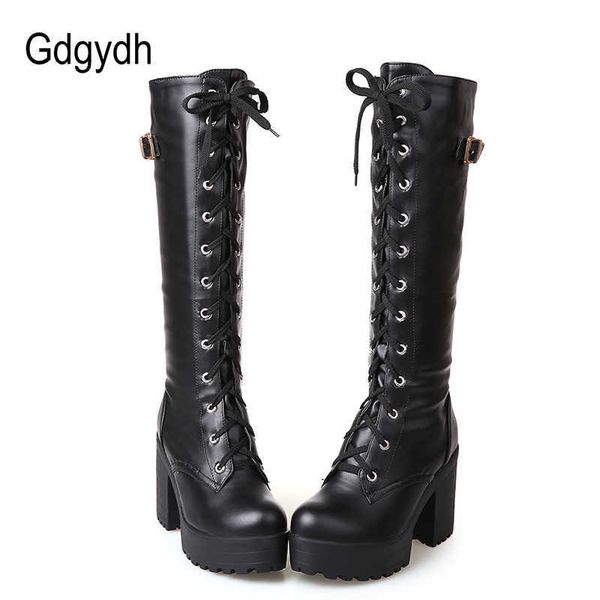 gdgydh spring autumn lacing knee high boots women fashion white square heel woman leather shoes winter pu large size 43 210911, Black
gdgydh spring autumn lacing knee high boots women fashion white square heel woman leather shoes winter pu large size 43 210911, Black