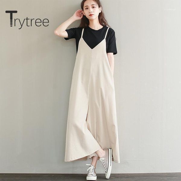 women's jumpsuits & rompers trytree 2021 summer women casual sling pants solid beige fashion vintage elegant wide leg loose office lady, Black;white
women's jumpsuits & rompers trytree 2021 summer women casual sling pants solid beige fashion vintage elegant wide leg loose office lady, Black;white