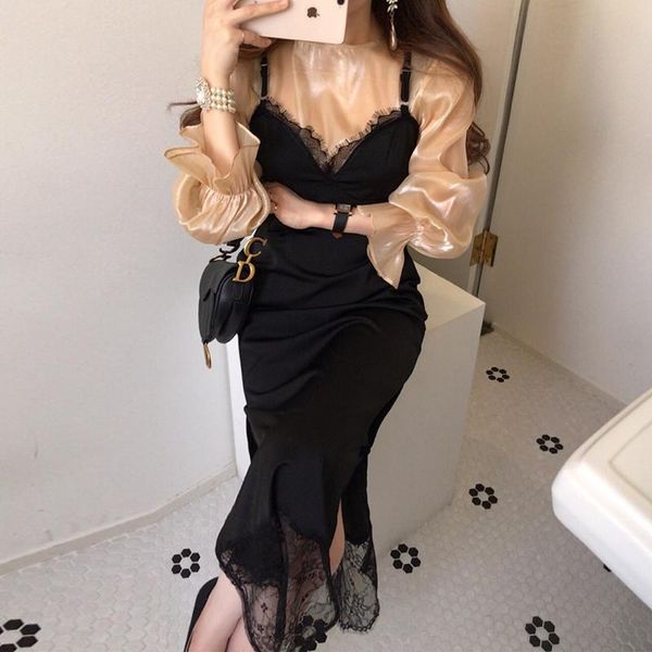 autumn winter women two piece set outfits long sleeve blouses and high waist spaghetti strap dress elegant 2 gym clothing, White;black
autumn winter women two piece set outfits long sleeve blouses and high waist spaghetti strap dress elegant 2 gym clothing, White;black