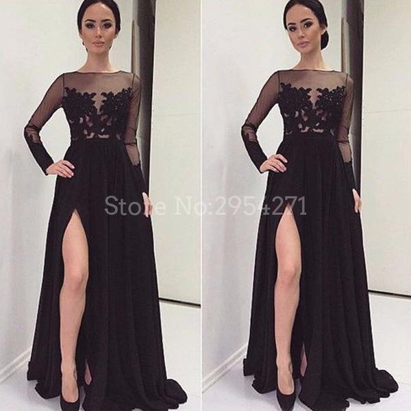party dresses arrival lace white prom 2021 evening gowns high slit long sleeves dress vestidos longos, White;black
party dresses arrival lace white prom 2021 evening gowns high slit long sleeves dress vestidos longos, White;black