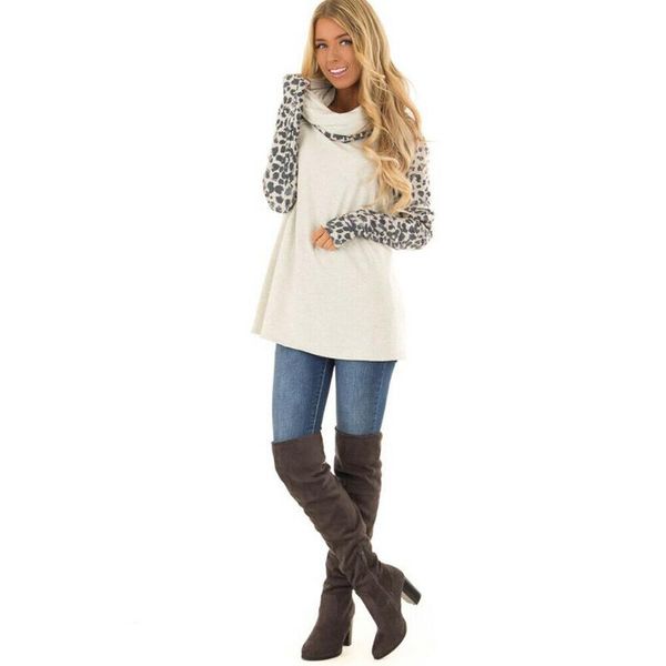 women long sleeve pullover casual leopard blouse loose shirt sweatshirt ladies autumn winter warm turtleneck women's blouses & shir, White
women long sleeve pullover casual leopard blouse loose shirt sweatshirt ladies autumn winter warm turtleneck women's blouses & shir, White
