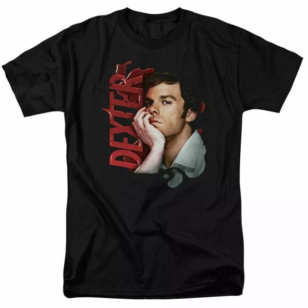 dexter layered t shirt mens licensed classic tv merch serial killer black, White;black