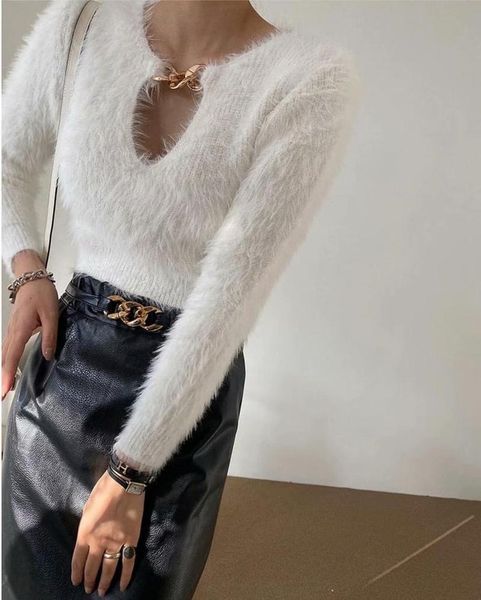 women winter autumn long sleeve sweater mink v neck pullover solid slim sweaters knitted crop fashion streetwear women's, White;black
women winter autumn long sleeve sweater mink v neck pullover solid slim sweaters knitted crop fashion streetwear women's, White;black
