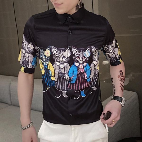 men's casual shirts 2021 spring british style cat men's shirt slim fit dress streetwear social black white camisa masculina, White;black
men's casual shirts 2021 spring british style cat men's shirt slim fit dress streetwear social black white camisa masculina, White;black