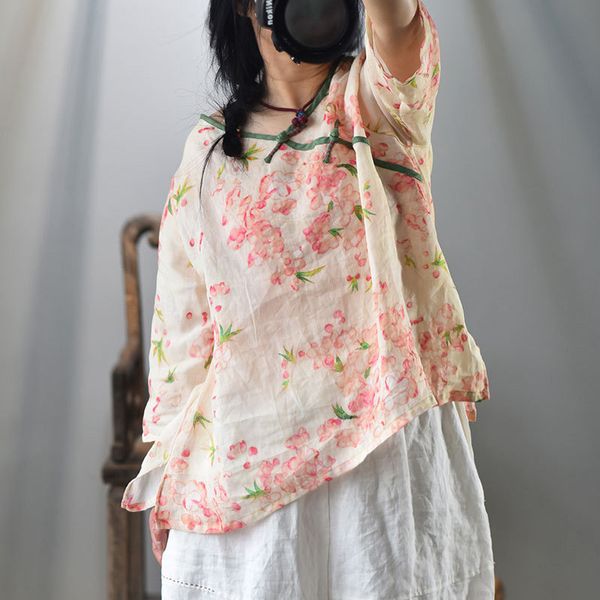 johnature women vintage ramie shirts chinese style blouses summer v-neck seven sleeve print floral loose women shirts 210521, White
johnature women vintage ramie shirts chinese style blouses summer v-neck seven sleeve print floral loose women shirts 210521, White