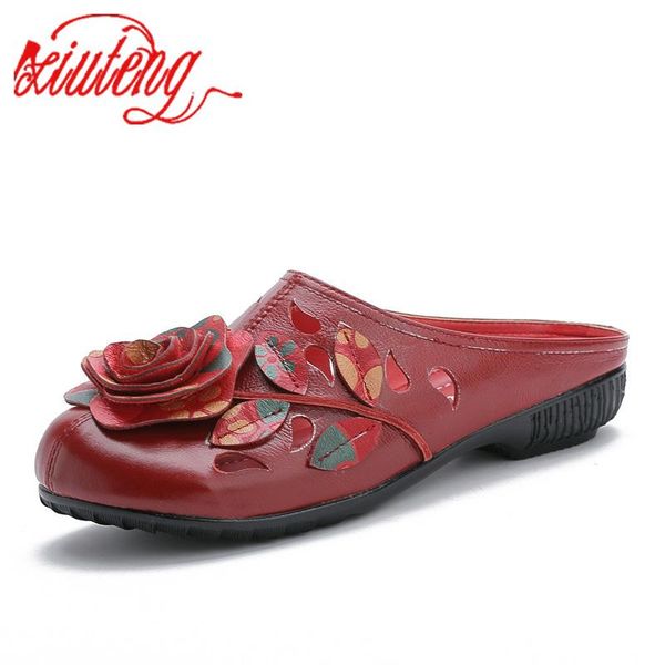 slippers xiuteng 2021 summer genuine leather women cover toes handmade flower vintage style slides flat with shoes woman, Black
slippers xiuteng 2021 summer genuine leather women cover toes handmade flower vintage style slides flat with shoes woman, Black