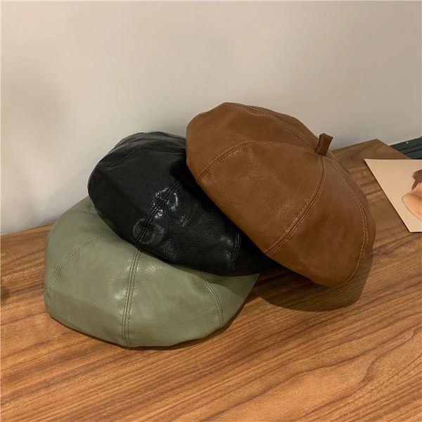 berets korean version of pu leather hat beret for men women autumn winter british style solid color stitching adjustable painter, Blue;gray
berets korean version of pu leather hat beret for men women autumn winter british style solid color stitching adjustable painter, Blue;gray