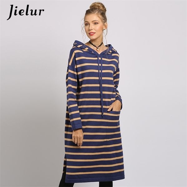 autumn striped dress hooded long sleeve knitting women robe femme chic longue slim 5 colors 210426, Black;gray
autumn striped dress hooded long sleeve knitting women robe femme chic longue slim 5 colors 210426, Black;gray