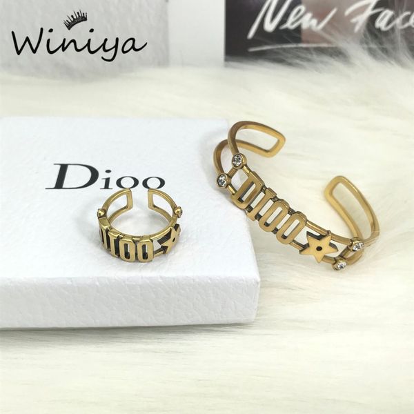 family new letter inlaid diamond open bracelet ring, net red, the same high version bracelet, Black
family new letter inlaid diamond open bracelet ring, net red, the same high version bracelet, Black