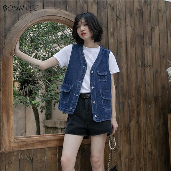 women's vests women denim vintage cargo pockets korean style leisure all-match spring minimalist street harajuku chic ins, Black;white
women's vests women denim vintage cargo pockets korean style leisure all-match spring minimalist street harajuku chic ins, Black;white