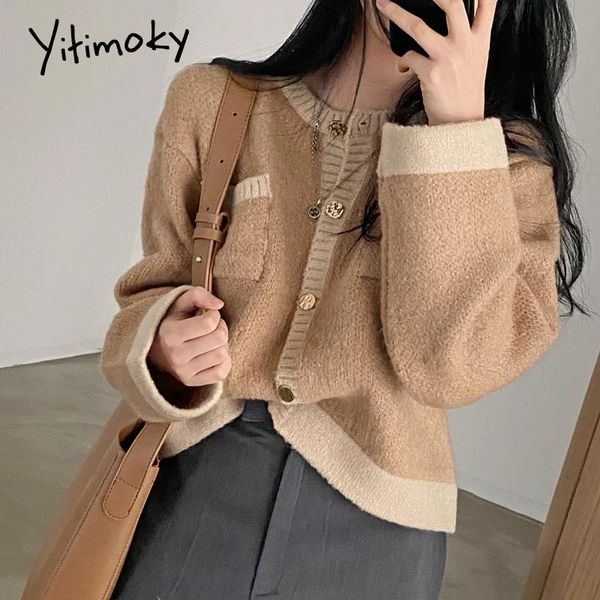 women's knits & tees yitimoky woman cardigan sweaters autumn winter 2021 vintage elegant long sleeve o-neck knitted short korean jacket, White
women's knits & tees yitimoky woman cardigan sweaters autumn winter 2021 vintage elegant long sleeve o-neck knitted short korean jacket, White