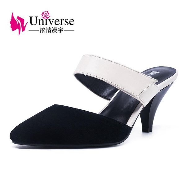 slippers universe leather high heel summer for ladies fashion pointed toe spike heels women slipper h077, Black
slippers universe leather high heel summer for ladies fashion pointed toe spike heels women slipper h077, Black