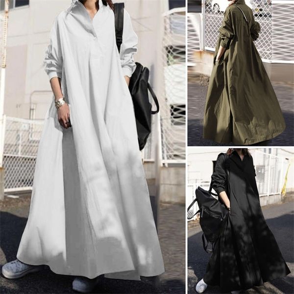 zanzea 2021 vintage button shirt dress womens autumn sundress long sleeve maxi vestido female casual bagyy robe femme plus size, Black;gray
zanzea 2021 vintage button shirt dress womens autumn sundress long sleeve maxi vestido female casual bagyy robe femme plus size, Black;gray