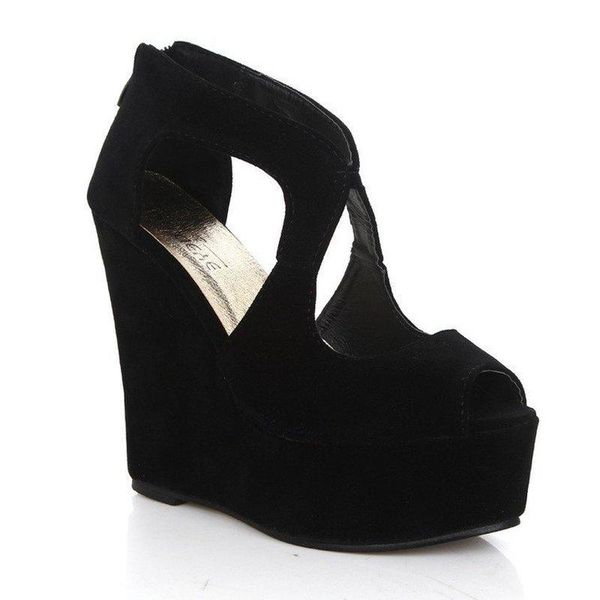 wedges shoes for women shallow solid open toe flock platform sandals roman style summer zipper zapatos de mujer, Black
wedges shoes for women shallow solid open toe flock platform sandals roman style summer zipper zapatos de mujer, Black
