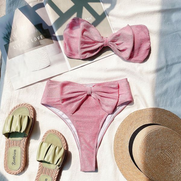 high waist bikinis 2021 summer swimsuits bandeau swimwear shiny bow biquini solid strapless bathers bathing suit women
high waist bikinis 2021 summer swimsuits bandeau swimwear shiny bow biquini solid strapless bathers bathing suit women