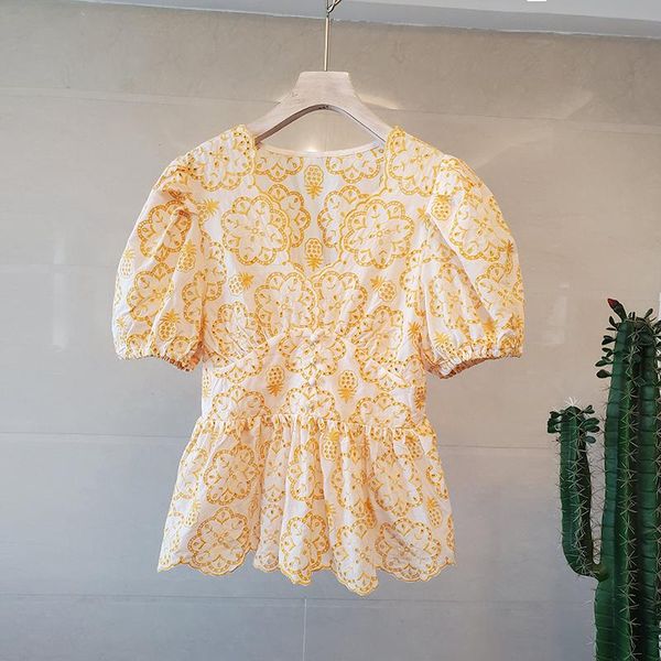 women's blouses & shirts jsxdhk summer women short sleeve shirt 2021 fashion cotton floral embroidery yellow slim vintage female ol, White
women's blouses & shirts jsxdhk summer women short sleeve shirt 2021 fashion cotton floral embroidery yellow slim vintage female ol, White