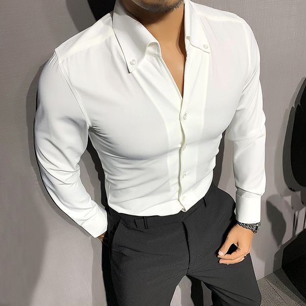 men's casual shirts long sleeved shirt, korean fashion brand clothing, solid color, british bust, tight, business, 2021, White;black
men's casual shirts long sleeved shirt, korean fashion brand clothing, solid color, british bust, tight, business, 2021, White;black