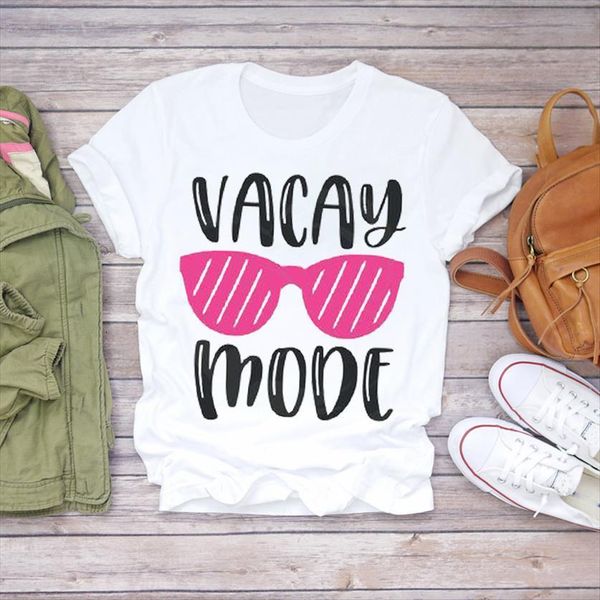 summer vacay mode fashion womens t shirts printed cartoon print ladies graphic female tee, White
summer vacay mode fashion womens t shirts printed cartoon print ladies graphic female tee, White