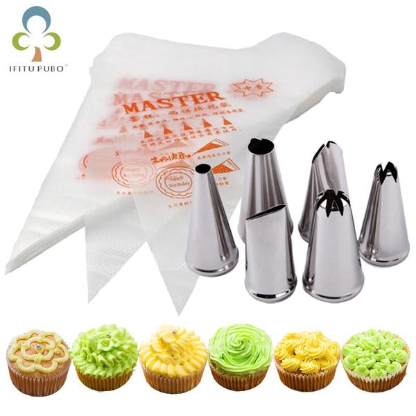 baking & pastry tools 50pcs disposable icing piping cream bag 6 stainless steel nozzle set diy cake decorating tips kitchen accessories gyh
baking & pastry tools 50pcs disposable icing piping cream bag 6 stainless steel nozzle set diy cake decorating tips kitchen accessories gyh