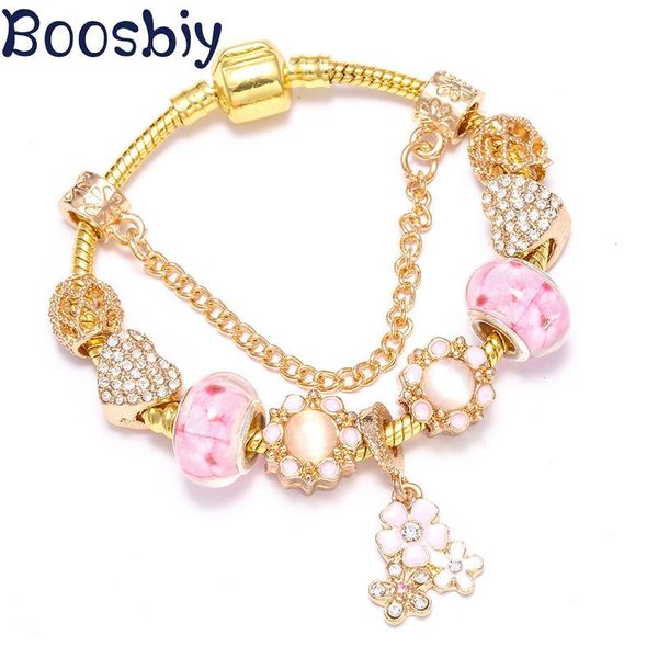 link, chain boosbiy european style gold bracelet with crystal pink flower charms diy brand charm for women jewelry gift, Black
link, chain boosbiy european style gold bracelet with crystal pink flower charms diy brand charm for women jewelry gift, Black