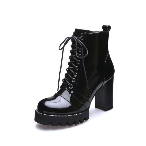 boots natural leather women's shoes cow short square heel waterproof platform high 9cm size 34-42, Black
boots natural leather women's shoes cow short square heel waterproof platform high 9cm size 34-42, Black