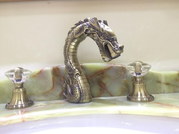 bathroom sink faucets antique brass color solid widespread 8" 3 holes faucet crystal handles dragon
bathroom sink faucets antique brass color solid widespread 8" 3 holes faucet crystal handles dragon