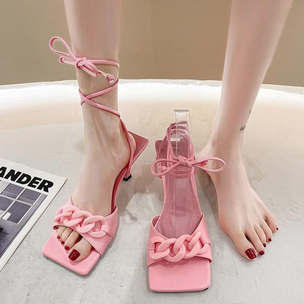 sandals 2021 women chain thin heels summer pink square toe cross strap gladiator shoes woman lace up party female, Black
sandals 2021 women chain thin heels summer pink square toe cross strap gladiator shoes woman lace up party female, Black