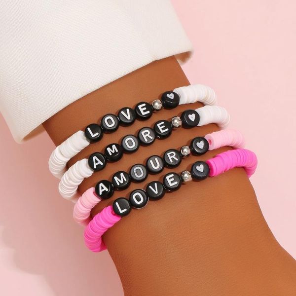 charm bracelets women bracelet creative personality pink white contrast color 6mm soft pottery set love, Golden;silver
charm bracelets women bracelet creative personality pink white contrast color 6mm soft pottery set love, Golden;silver