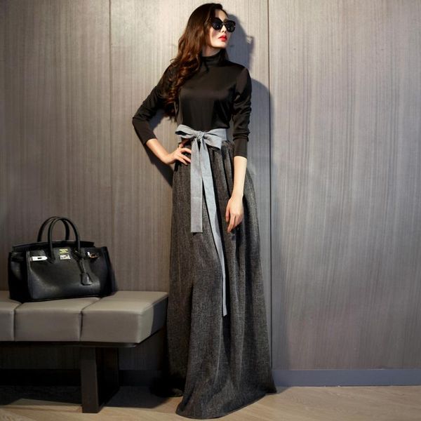 casual dresses 2021 spring autumn female elegant long sleeve grey maxi dress women plus size floor length bow patchwork vestidos, Black;gray
casual dresses 2021 spring autumn female elegant long sleeve grey maxi dress women plus size floor length bow patchwork vestidos, Black;gray