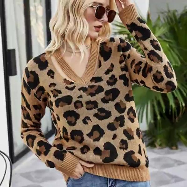 2022 women's sweater womens designer clothing new leopard print off-the-shoulder fashion all-match retro v-neck ripped long-sleeved pul, White;black
2022 women's sweater womens designer clothing new leopard print off-the-shoulder fashion all-match retro v-neck ripped long-sleeved pul, White;black