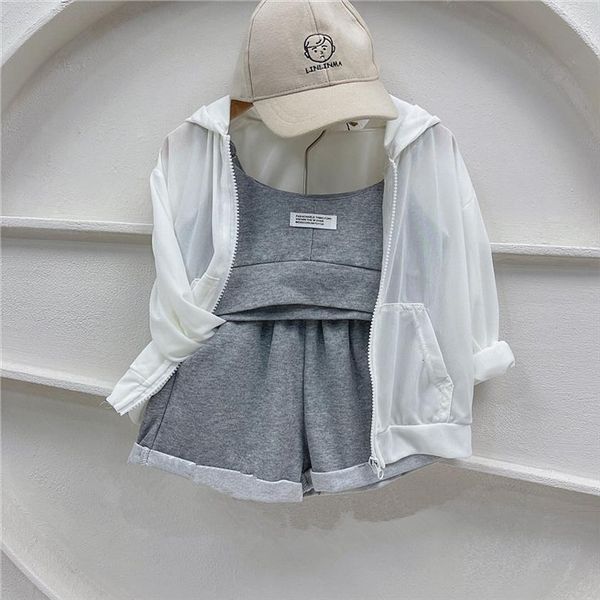 summer autumn baby girls outdoor sports suit fashion childrens clothing set vest shorts sun protection hoodie 3pcs clothes, White
summer autumn baby girls outdoor sports suit fashion childrens clothing set vest shorts sun protection hoodie 3pcs clothes, White