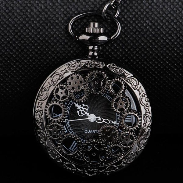 pocket watches gear hollow design roman numeral dial quartz watch cool black business style men women clock, Slivery;golden
pocket watches gear hollow design roman numeral dial quartz watch cool black business style men women clock, Slivery;golden