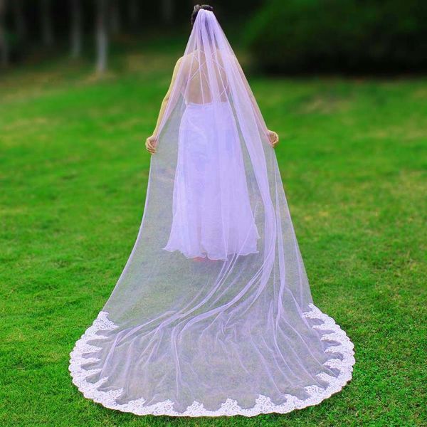 bridal veils real pos 3 m cathedral long wedding with comb one layer white ivory tulle veil voile mariage velo, Black
bridal veils real pos 3 m cathedral long wedding with comb one layer white ivory tulle veil voile mariage velo, Black