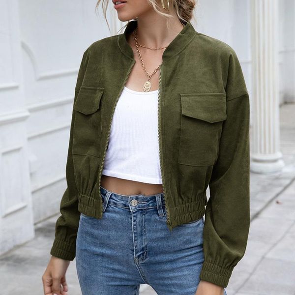 women autumn winter fashion solid casual long-sleeved zipper pocket stand collar short coat jacket ropa de mujer d27# women's jackets, Black;brown
women autumn winter fashion solid casual long-sleeved zipper pocket stand collar short coat jacket ropa de mujer d27# women's jackets, Black;brown
