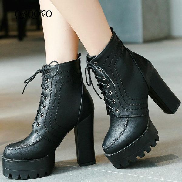 boots women platform lace up ankle square super high heels booties spring autumn fashion shoes big size 43, Black
boots women platform lace up ankle square super high heels booties spring autumn fashion shoes big size 43, Black