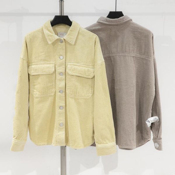 women corduroy overshirt jacket 2021 long sleeve front metal button vintage office lady jackets coat loose outwear women's, Black;brown
women corduroy overshirt jacket 2021 long sleeve front metal button vintage office lady jackets coat loose outwear women's, Black;brown