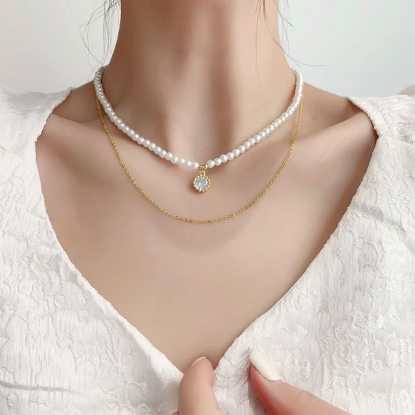 women pendant necklaces korean exquisite simple double pearl necklace fashion temperament versatile clavicle chain women's jewelry, Silver
women pendant necklaces korean exquisite simple double pearl necklace fashion temperament versatile clavicle chain women's jewelry, Silver