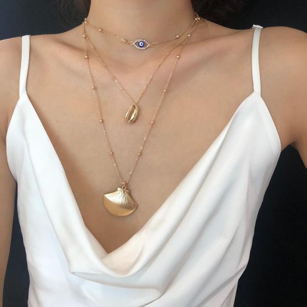 vintage beach multilayer scallop shell eyes pendant necklace for women fashion gold crystal chain choker jewelry chokers, Golden;silver
vintage beach multilayer scallop shell eyes pendant necklace for women fashion gold crystal chain choker jewelry chokers, Golden;silver